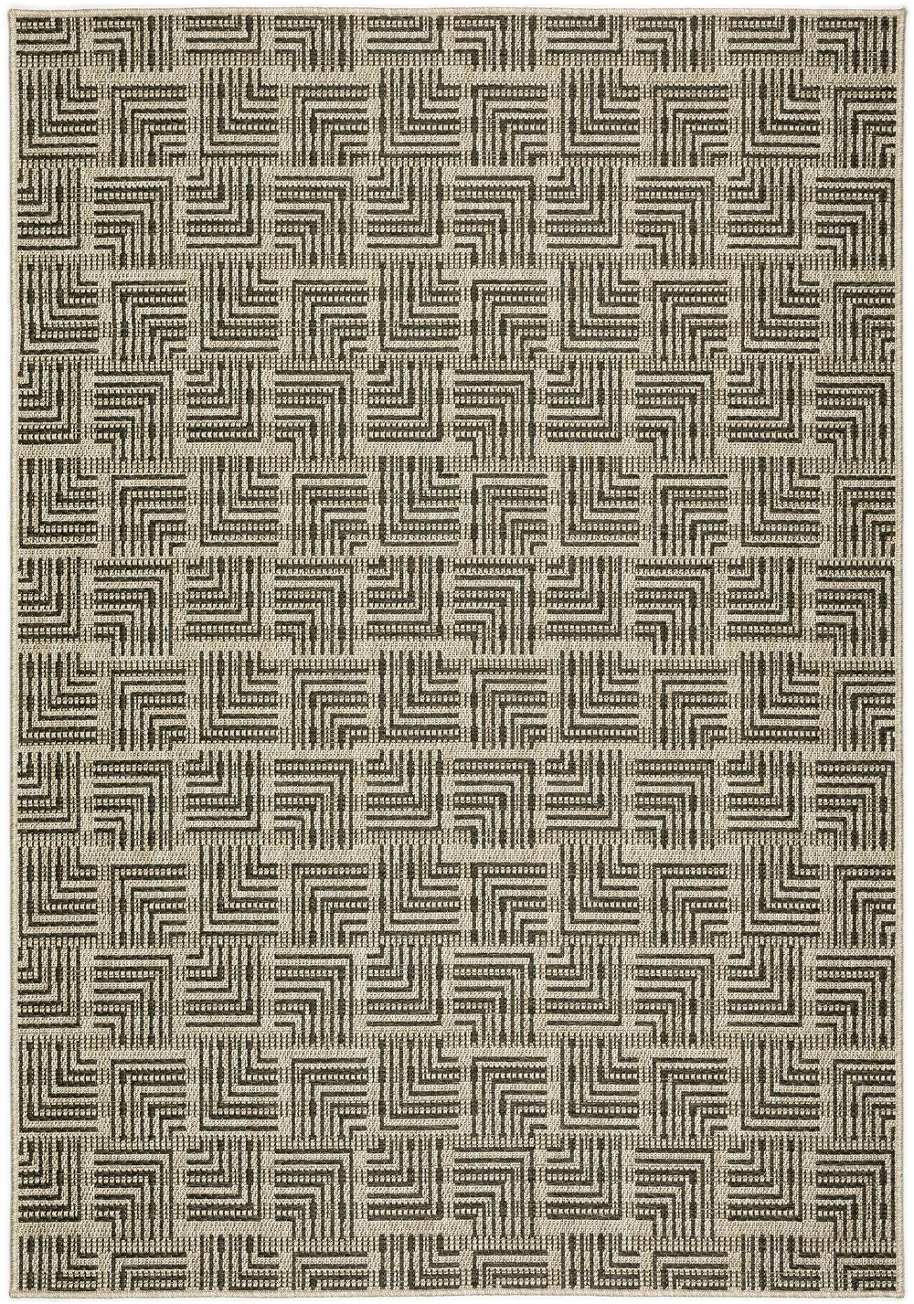 Bali 8 x 10 Geometric Charcoal Outdoor Patio Rug