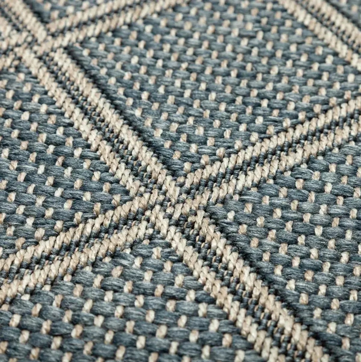 Bali 8 x 10 Lattice Denim Blue Outdoor Patio Rug