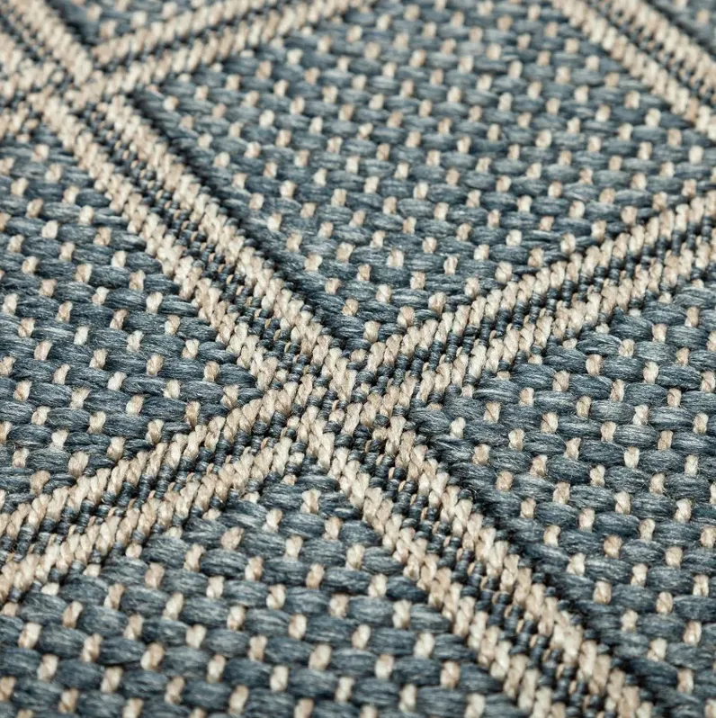 Bali 8 x 10 Lattice Denim Blue Outdoor Patio Rug