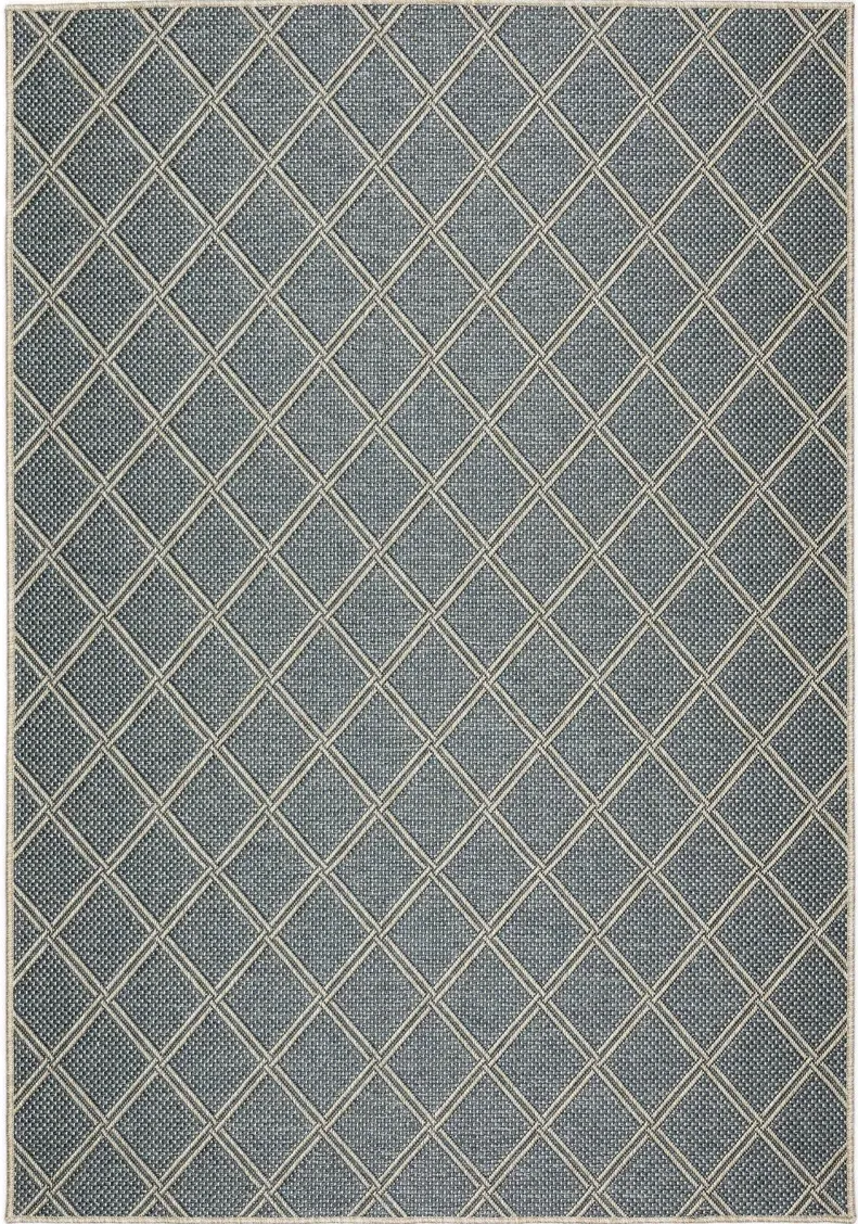 Bali 8 x 10 Lattice Denim Blue Outdoor Patio Rug