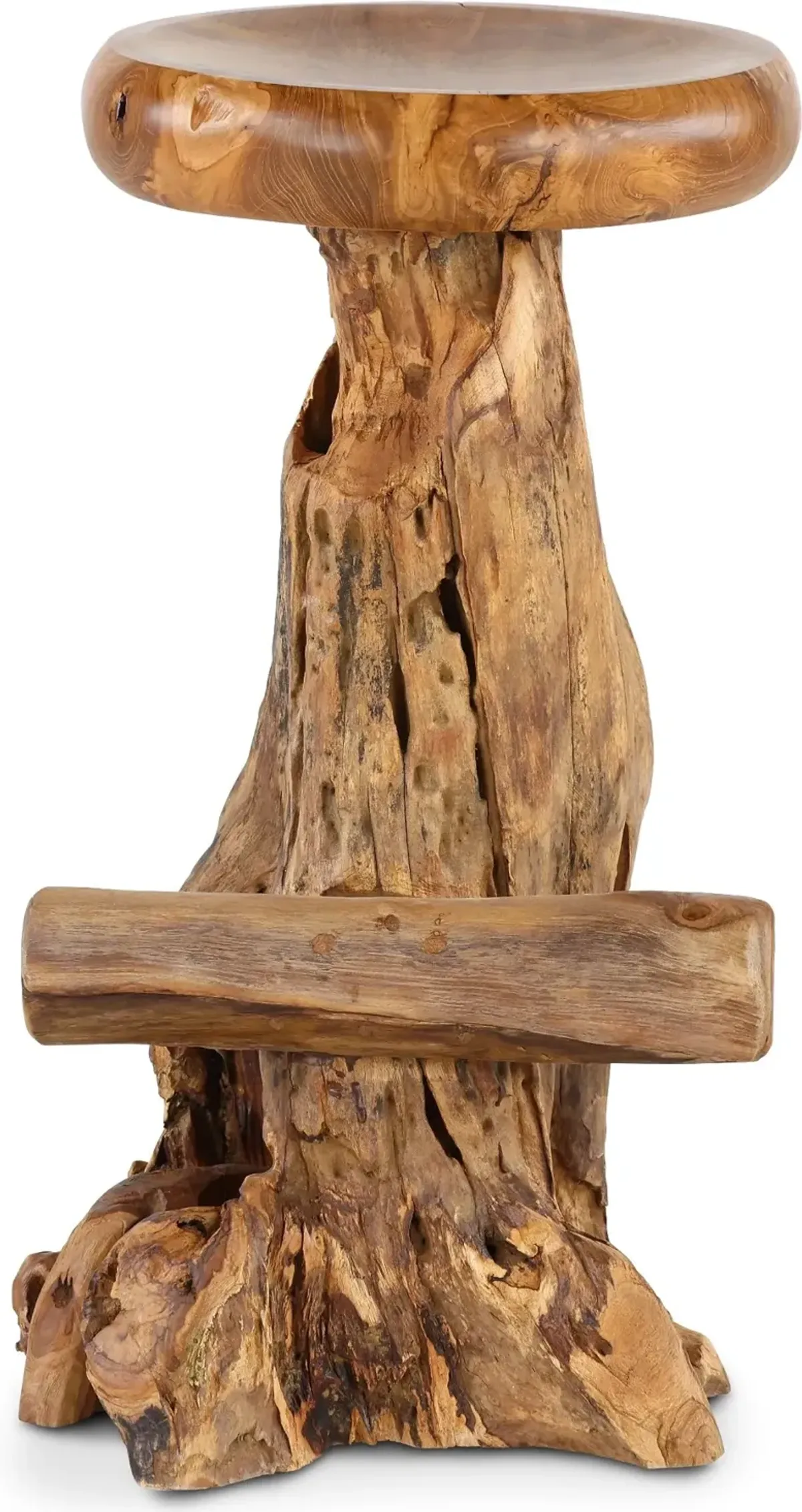 Rustic Natural Teak Root Bar Stool