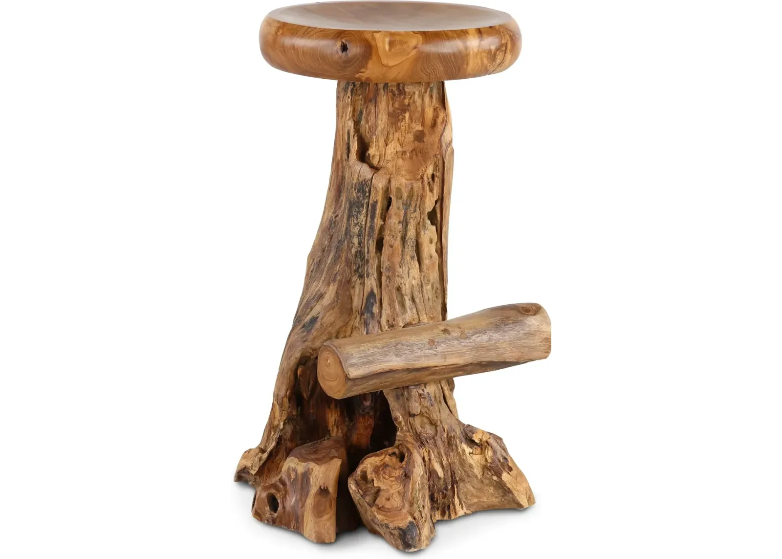 Rustic Natural Teak Root Bar Stool