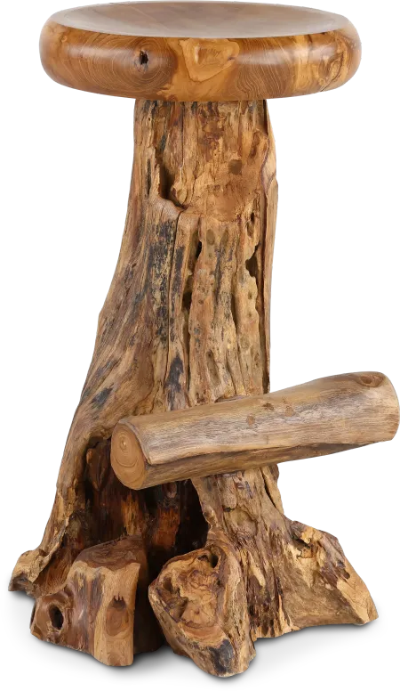 Rustic Natural Teak Root Bar Stool