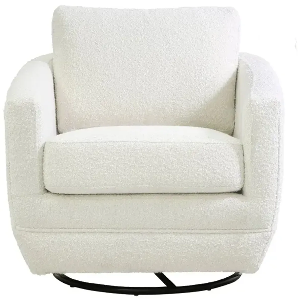 Gogh Boucle White Mid-Century Swivel Glider