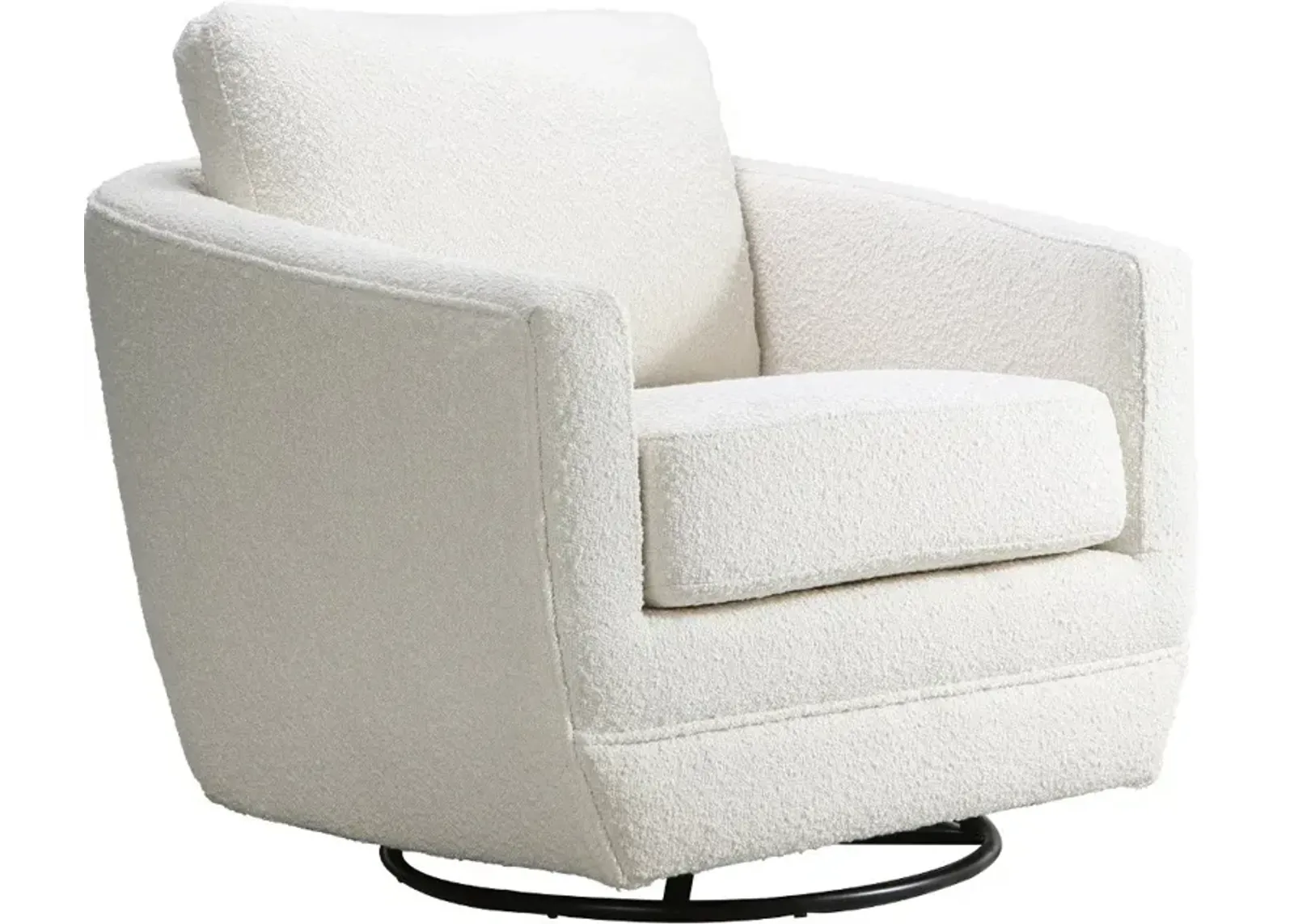 Gogh Boucle White Mid-Century Swivel Glider