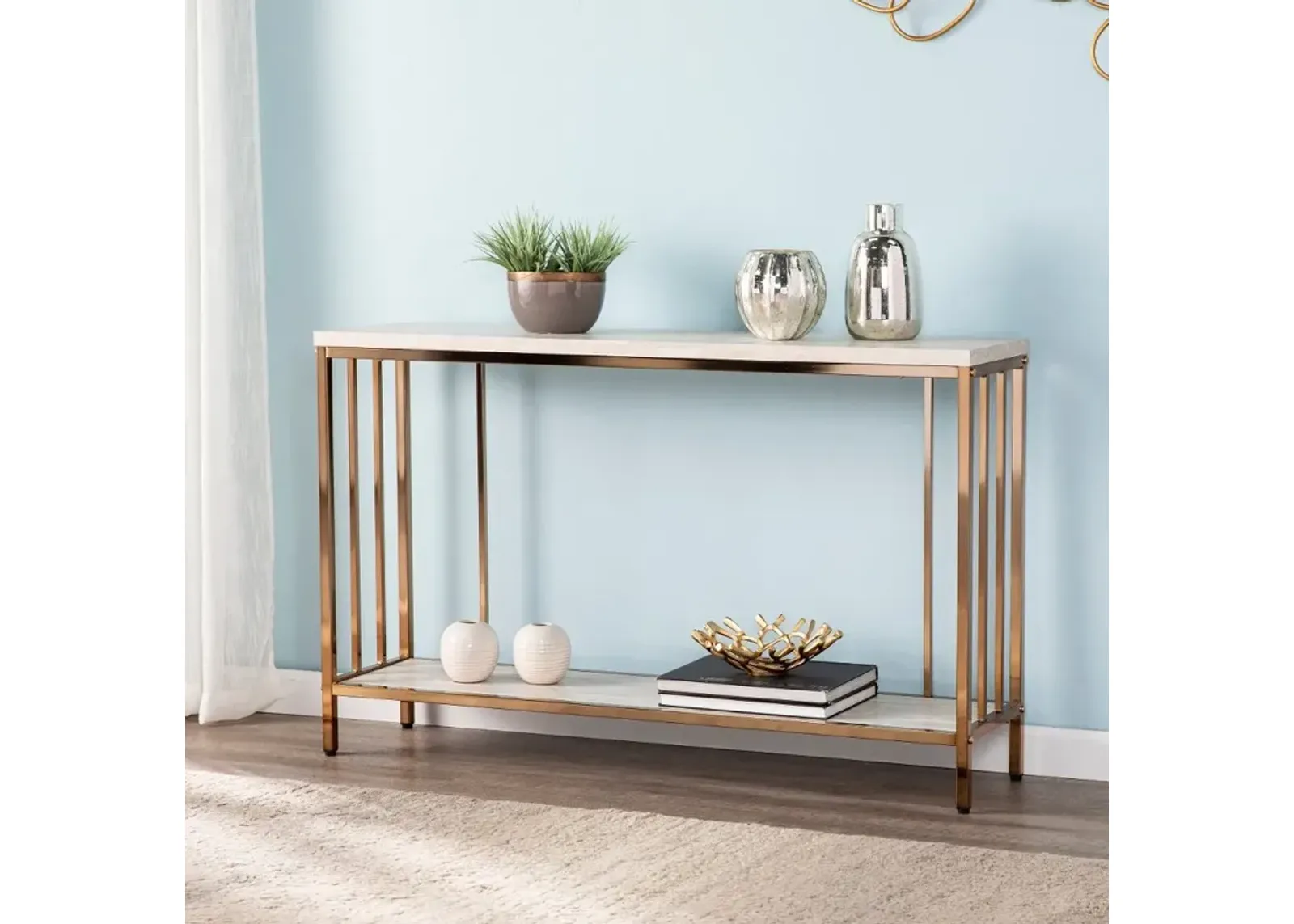 Brexlyn Faux Stone Console Table