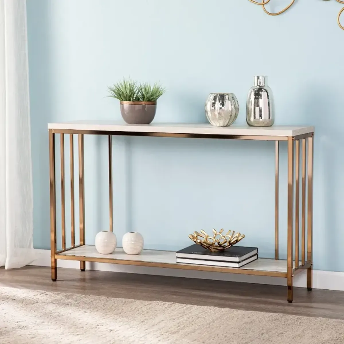 Brexlyn Faux Stone Console Table