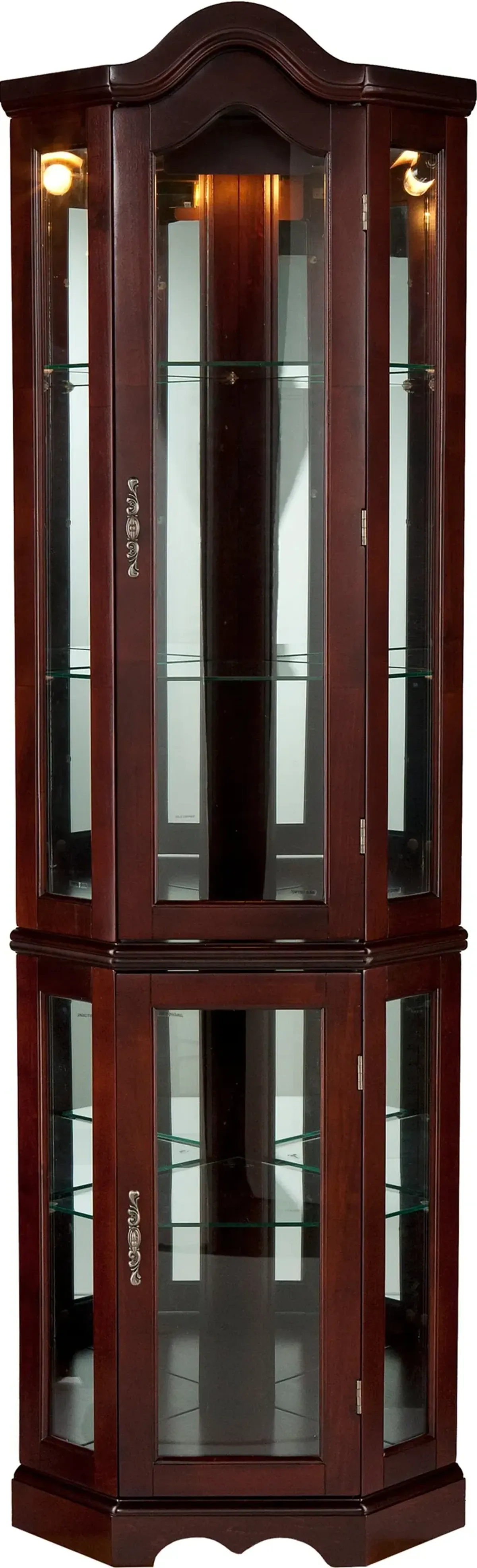 Canterdale Mohagany Lighted Corner Curio Cabinet