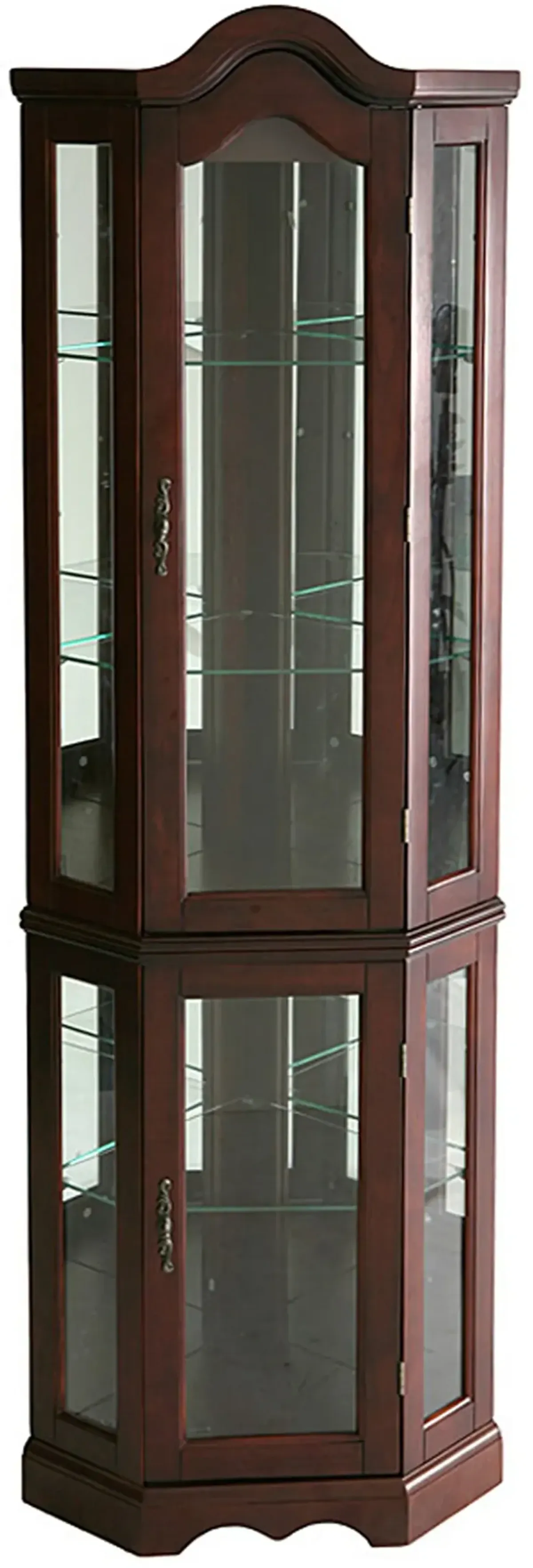 Canterdale Mohagany Lighted Corner Curio Cabinet