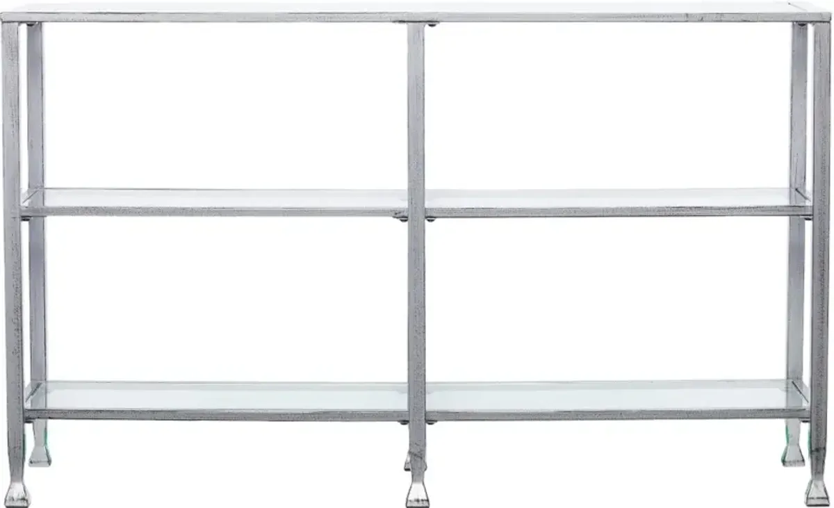 Jaymes Silver Metal & Glass Console Table