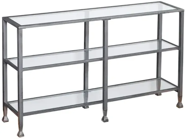 Jaymes Silver Metal and Glass Console Table