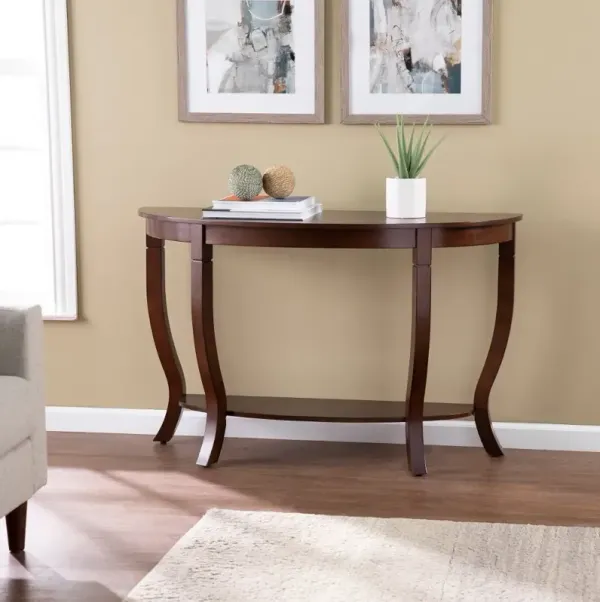 Findlay Demilune Brown Console Table