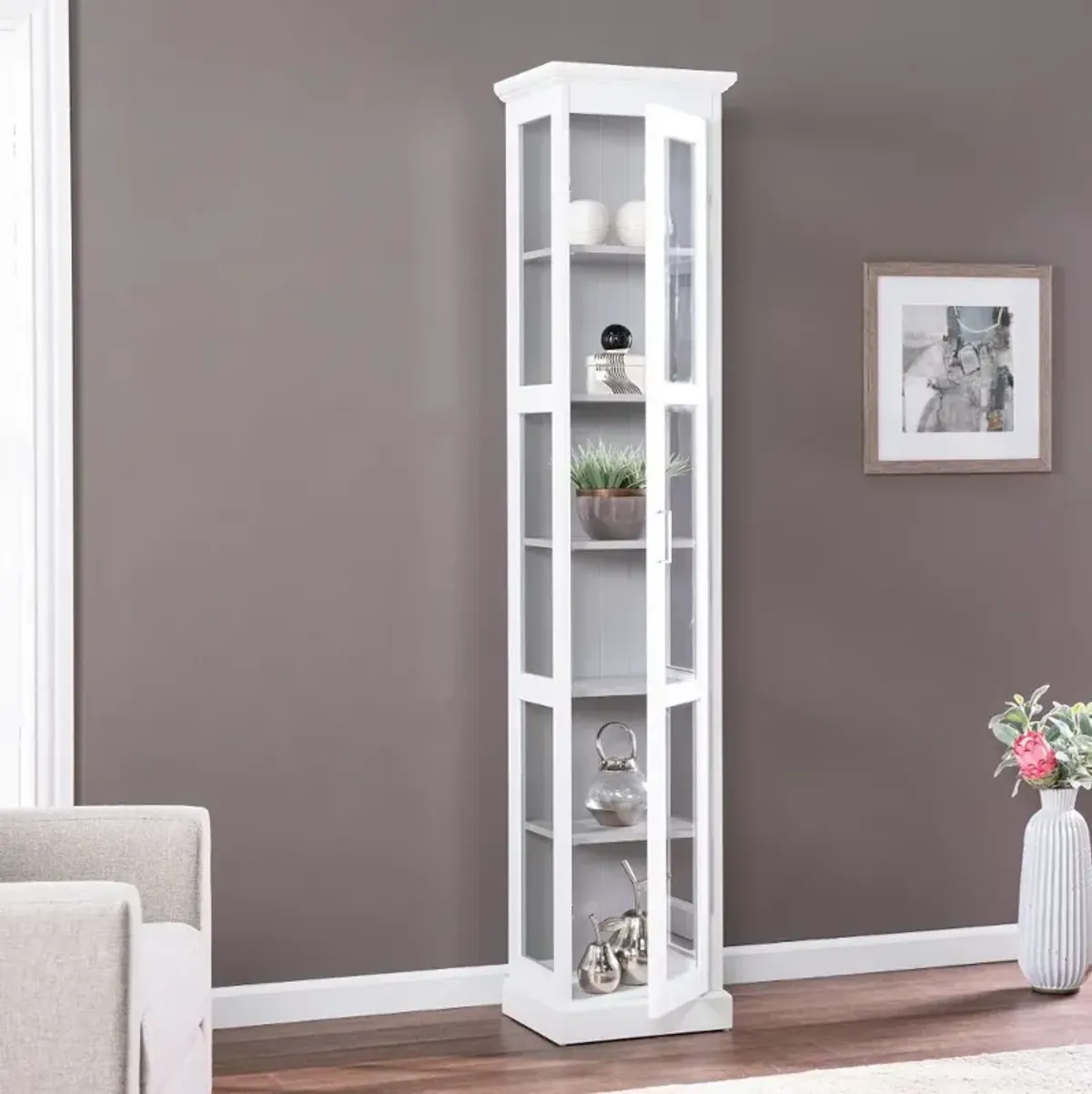 Balterley Tall White Curio Cabinet