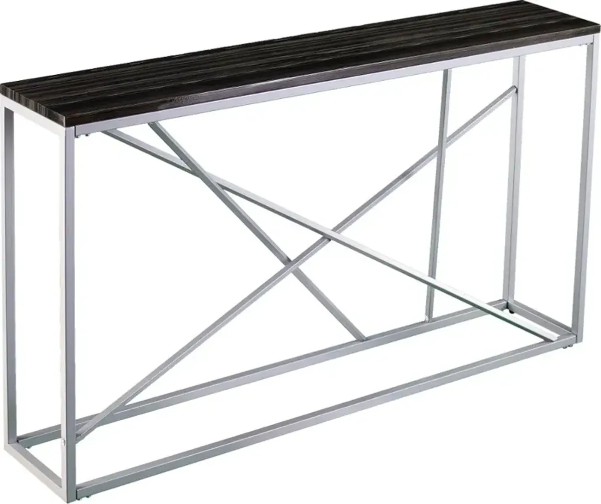 Arendal Faux Stone & Silver Skinny Console Table