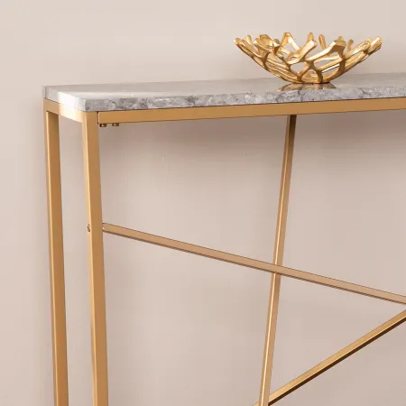 Arendal Faux Marble & Gold Skinny Console Table