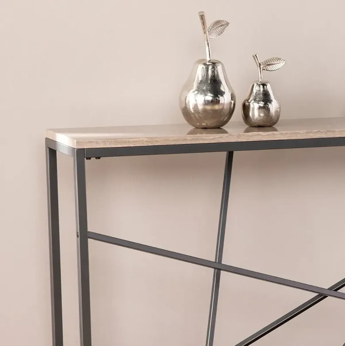 Arendal Faux Stone & Gray Skinny Console Table