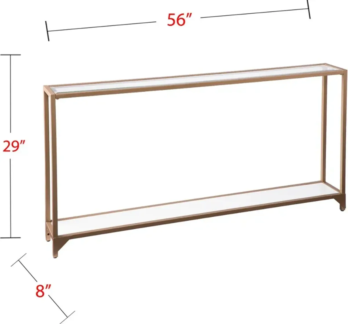 Bergen Narrow Gold Metal Console Table