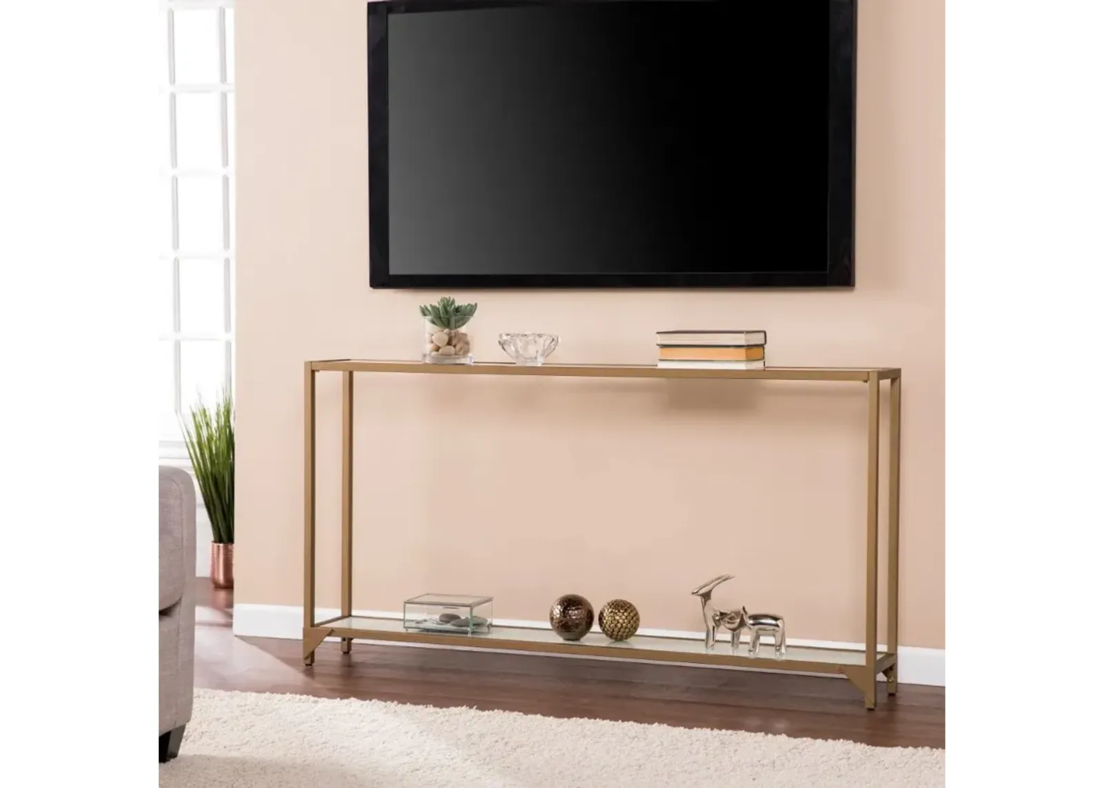 Bergen Narrow Gold Metal Console Table