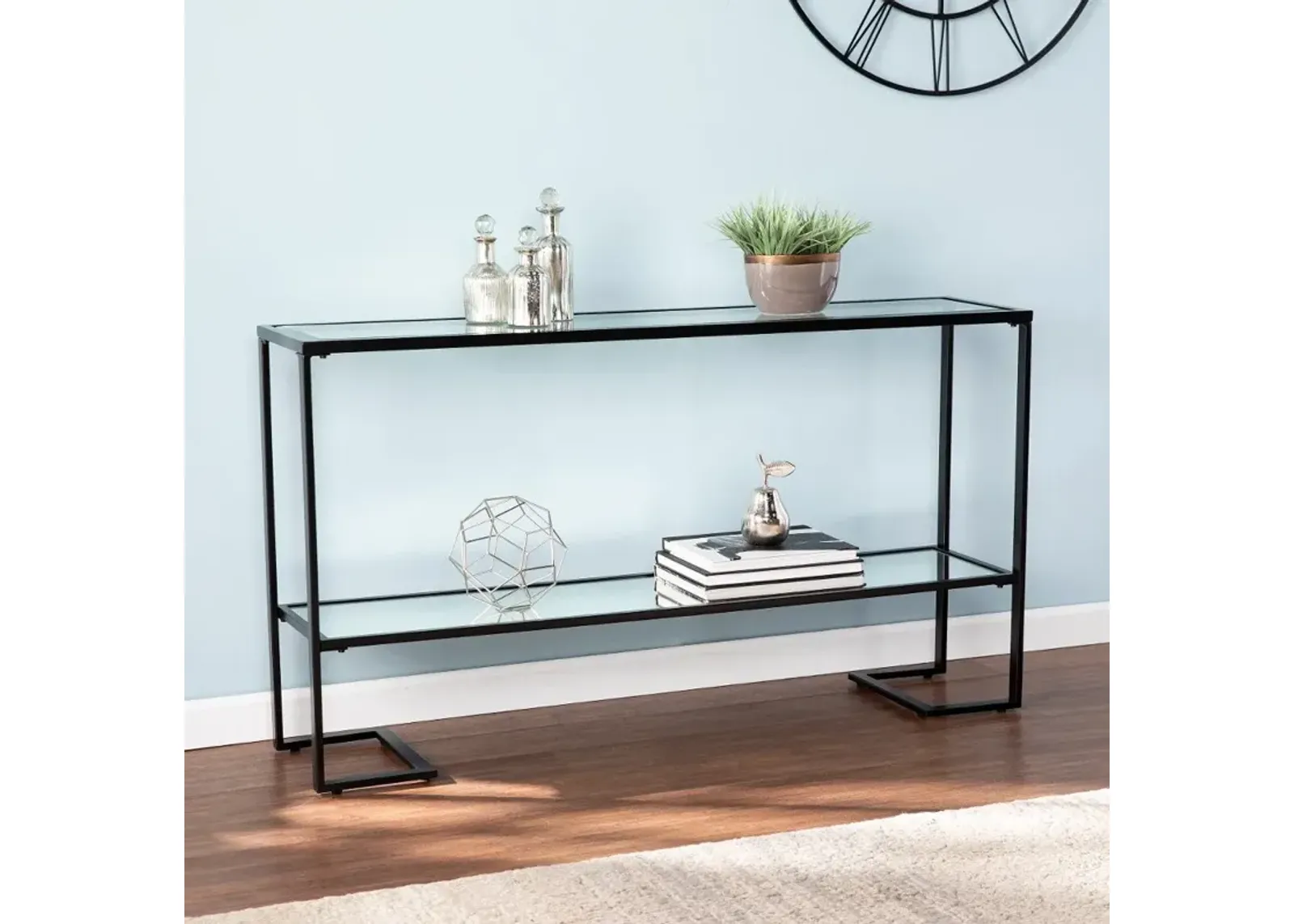 Horten Black Narrow Console Table