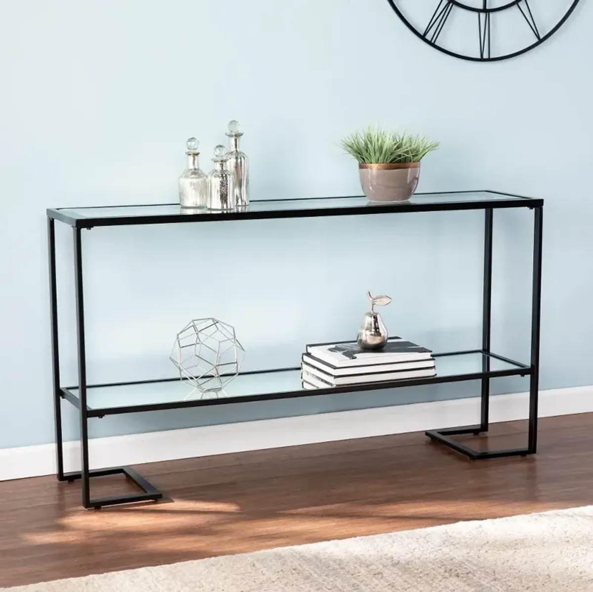 Horten Black Narrow Console Table