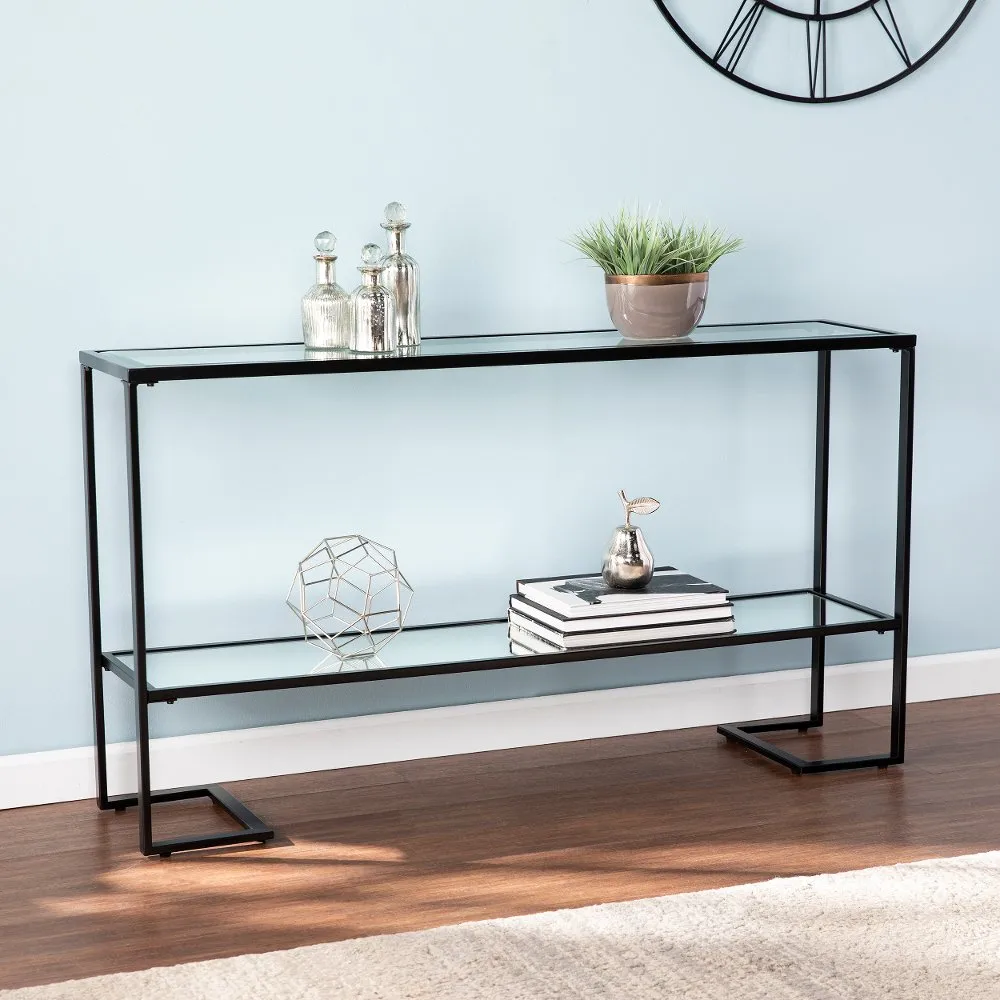 Horten Black Narrow Console Table