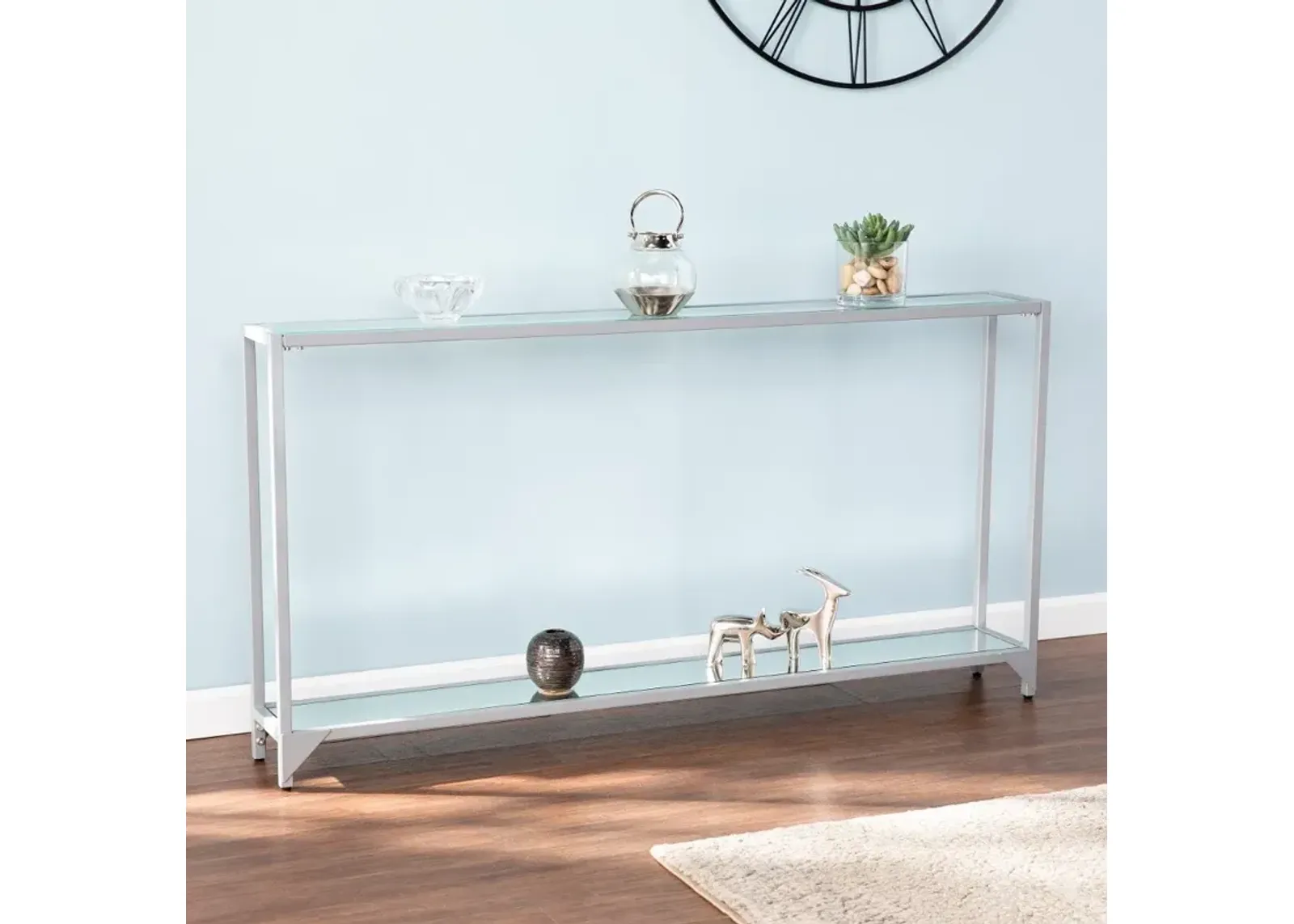 Bergen Narrow Silver Metal Console Table