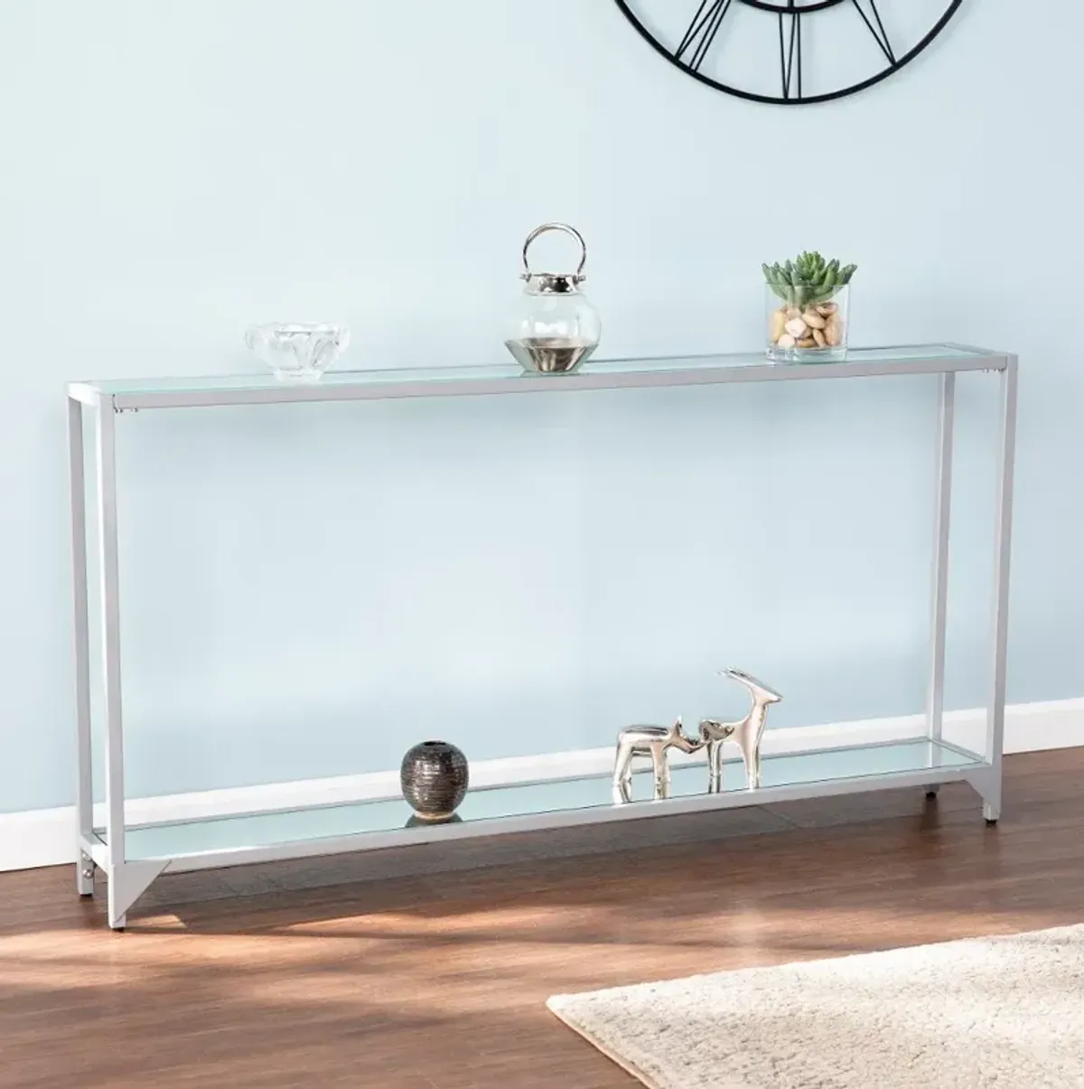 Bergen Narrow Silver Metal Console Table