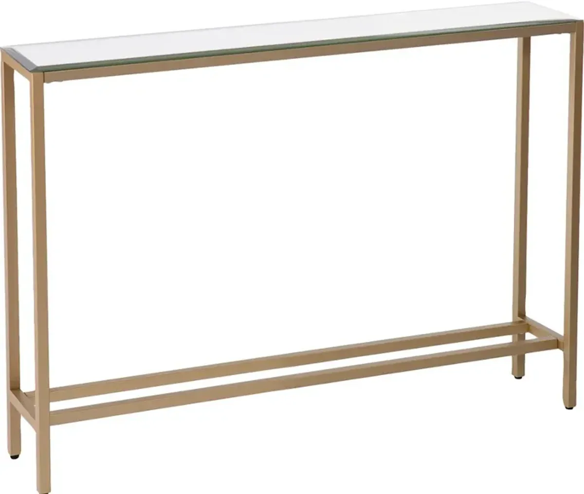 Darrin Short Gold Console Table with Mirrored Top