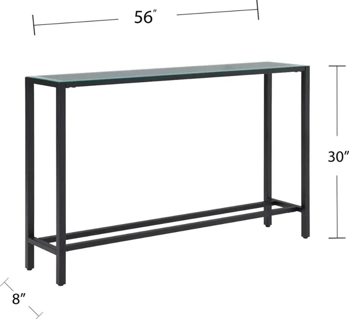 Darrin Long Black Console Table with Mirrored Top