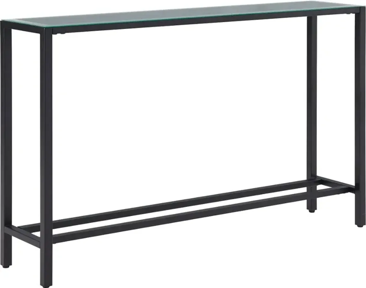 Darrin Long Black Console Table with Mirrored Top