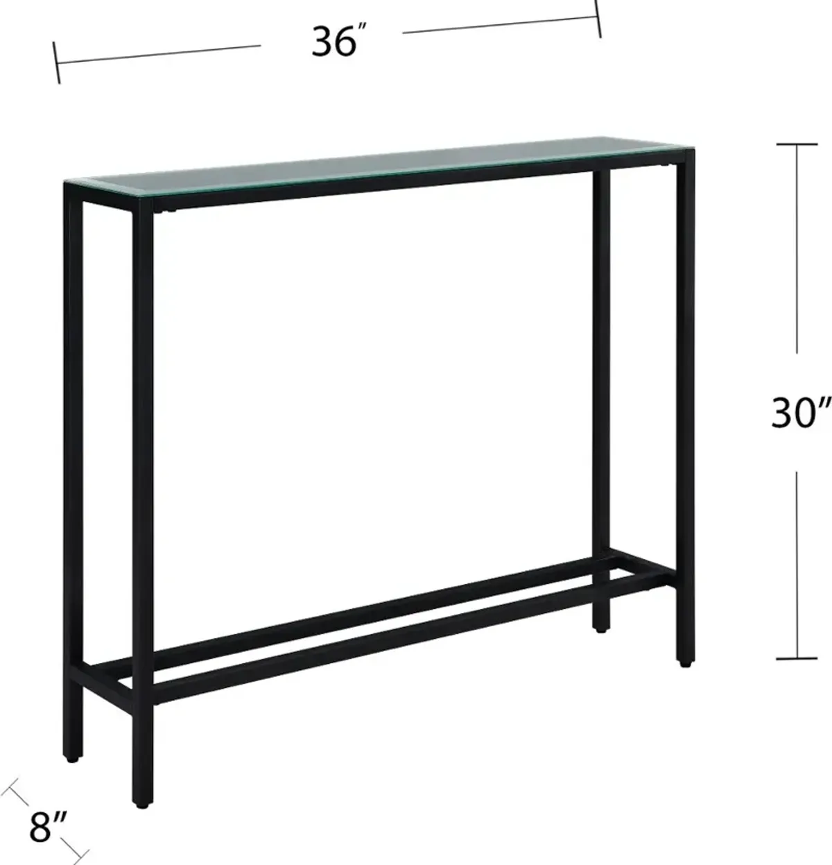 Darrin Short Black Console Table with Mirrored Top