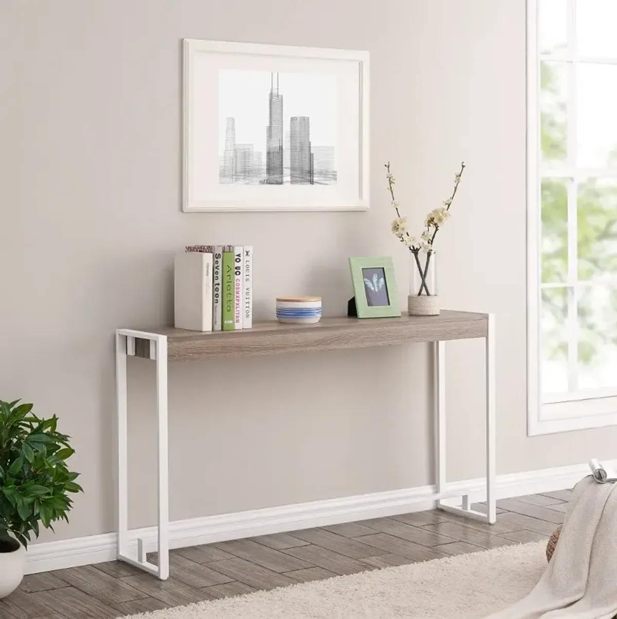 Holly & Martin Macen Mocha Gray & White Console Table