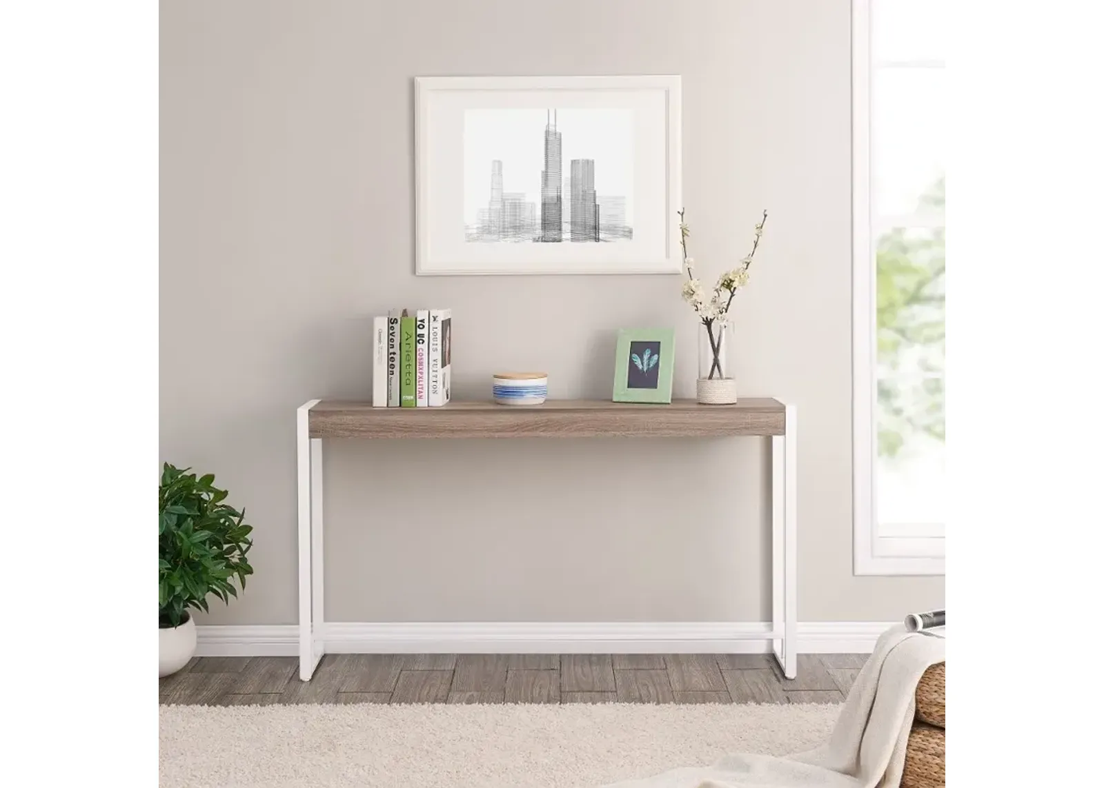 Holly & Martin Macen Mocha Gray & White Console Table