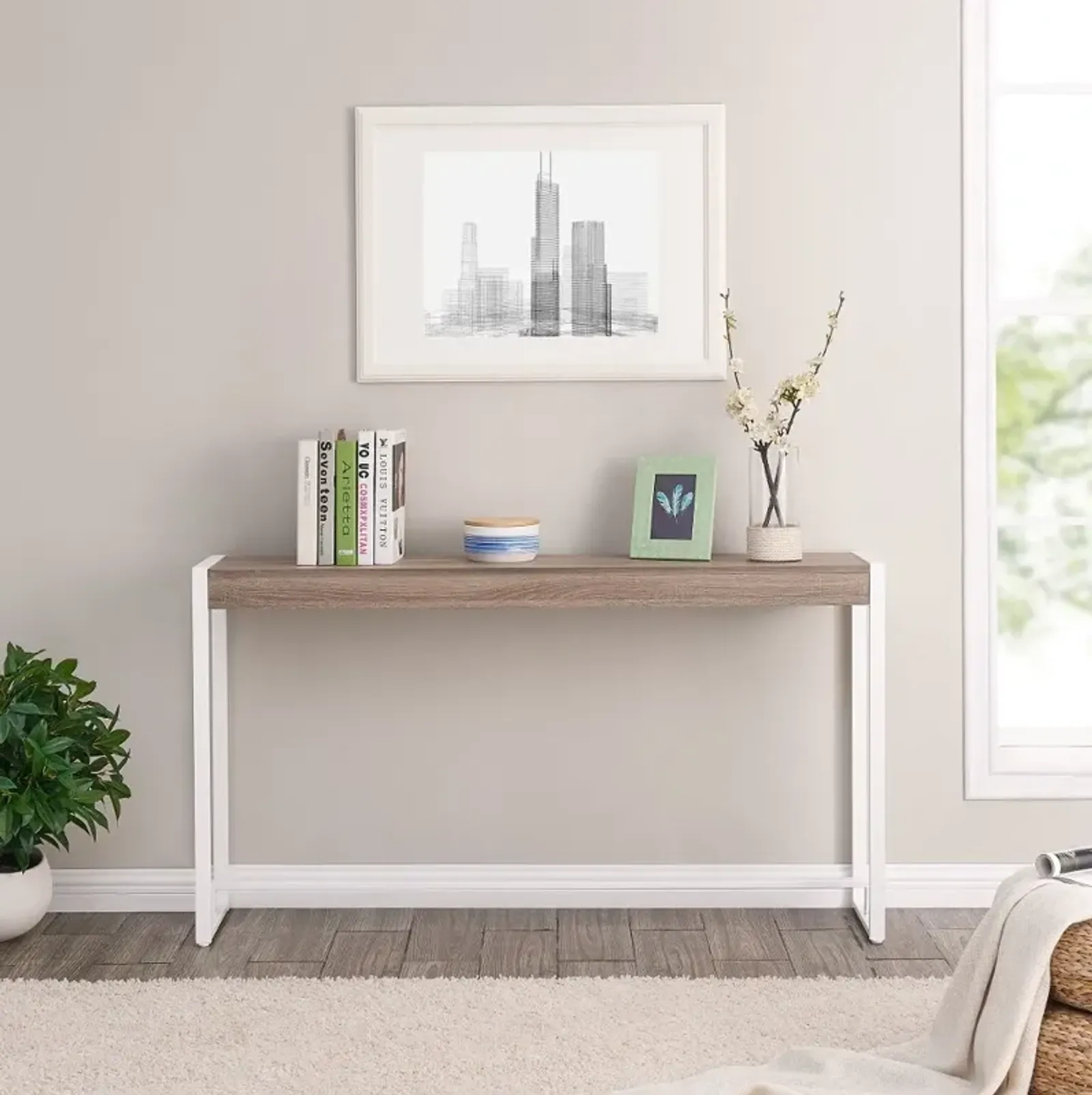 Holly & Martin Macen Mocha Gray & White Console Table