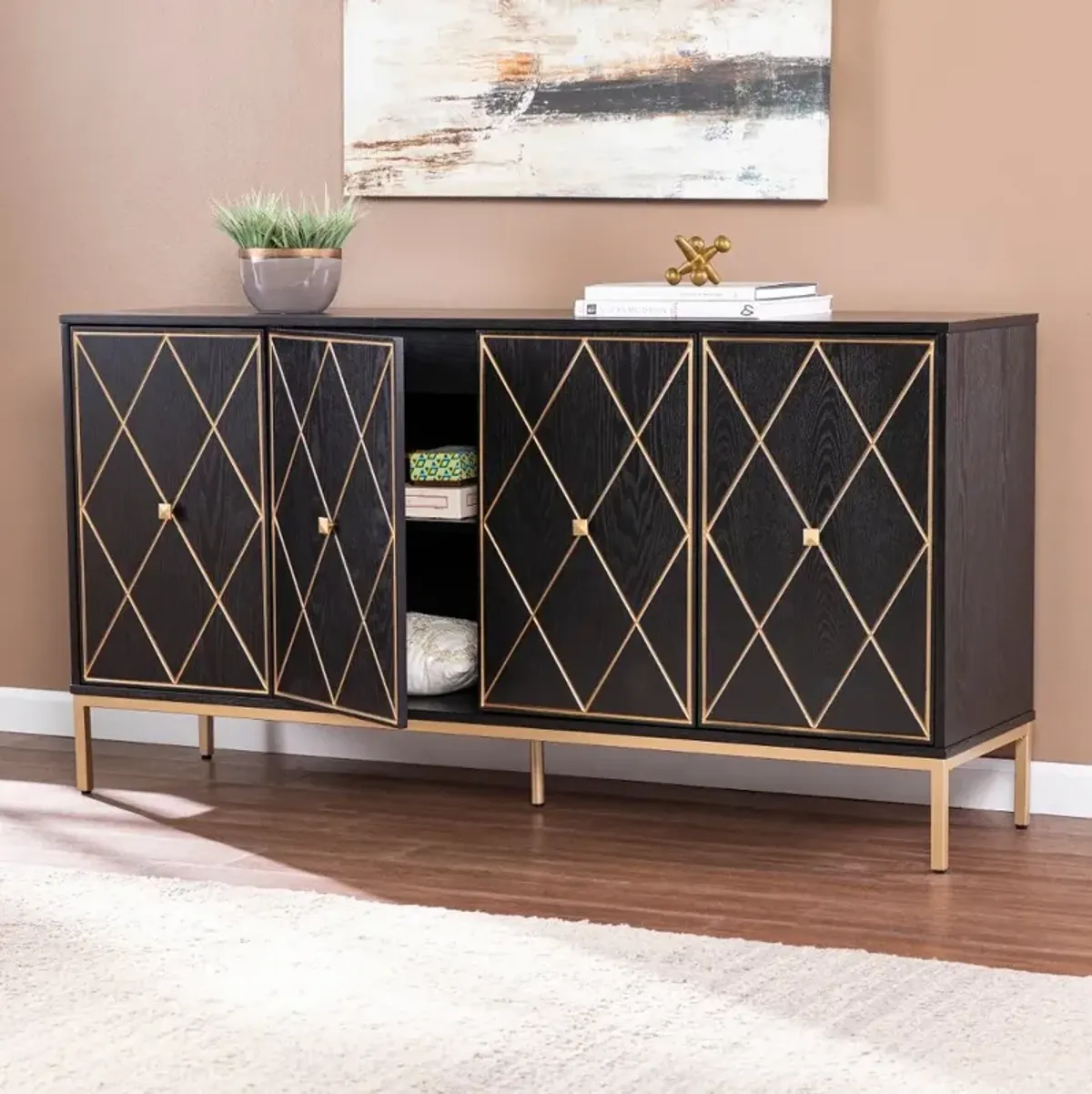 Marradi Black & Gold Sideboard Cabinet