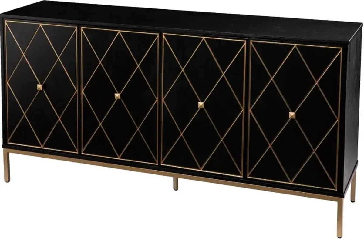 Marradi Black & Gold Sideboard Cabinet