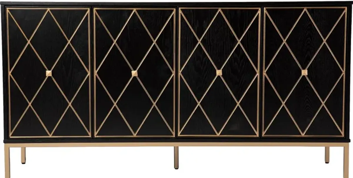 Marradi Black & Gold Sideboard Cabinet