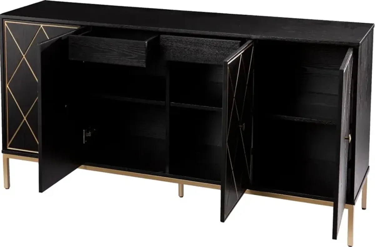 Marradi Black & Gold Sideboard Cabinet