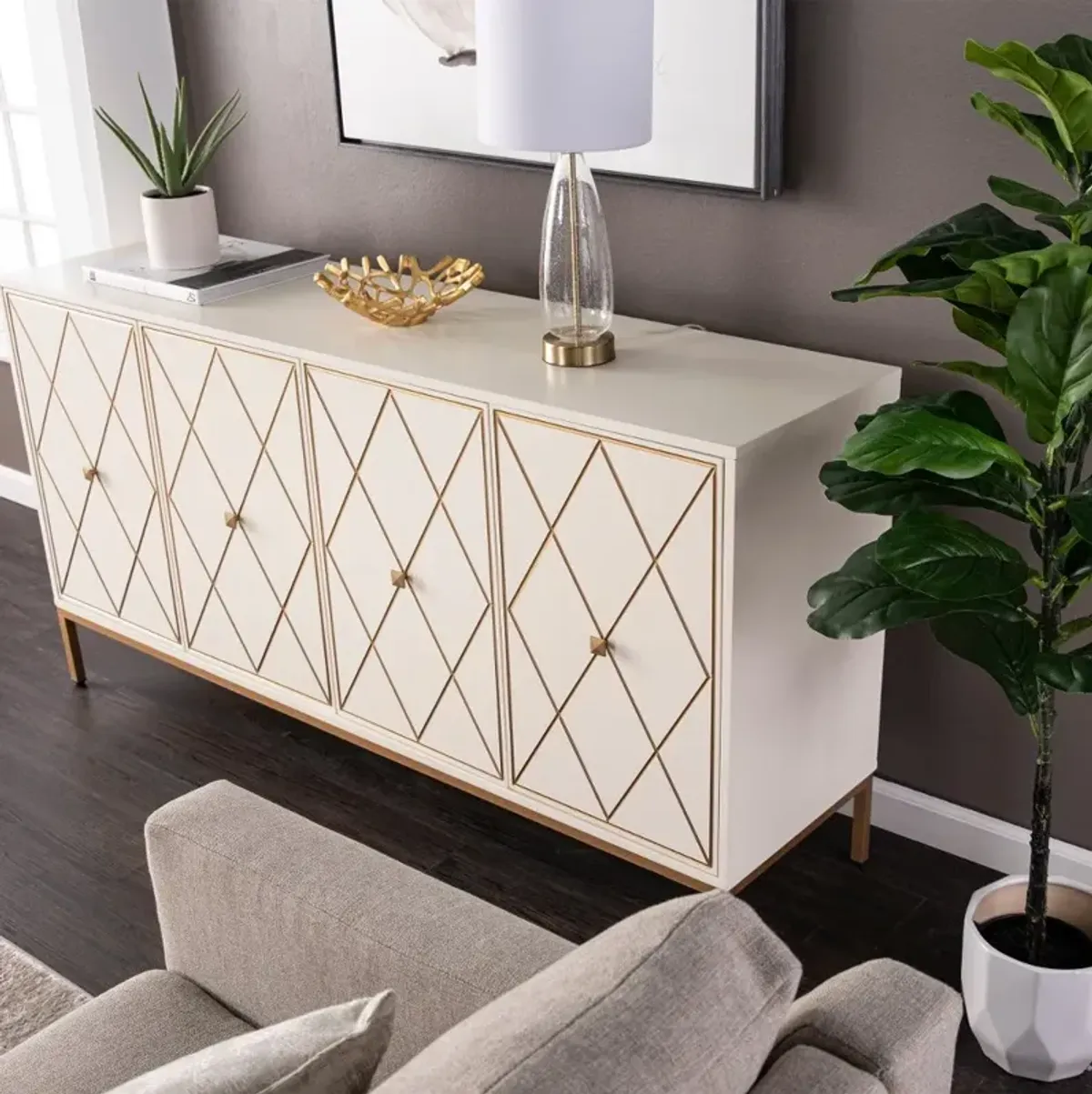 Marradi Cream & Gold Sideboard Cabinet