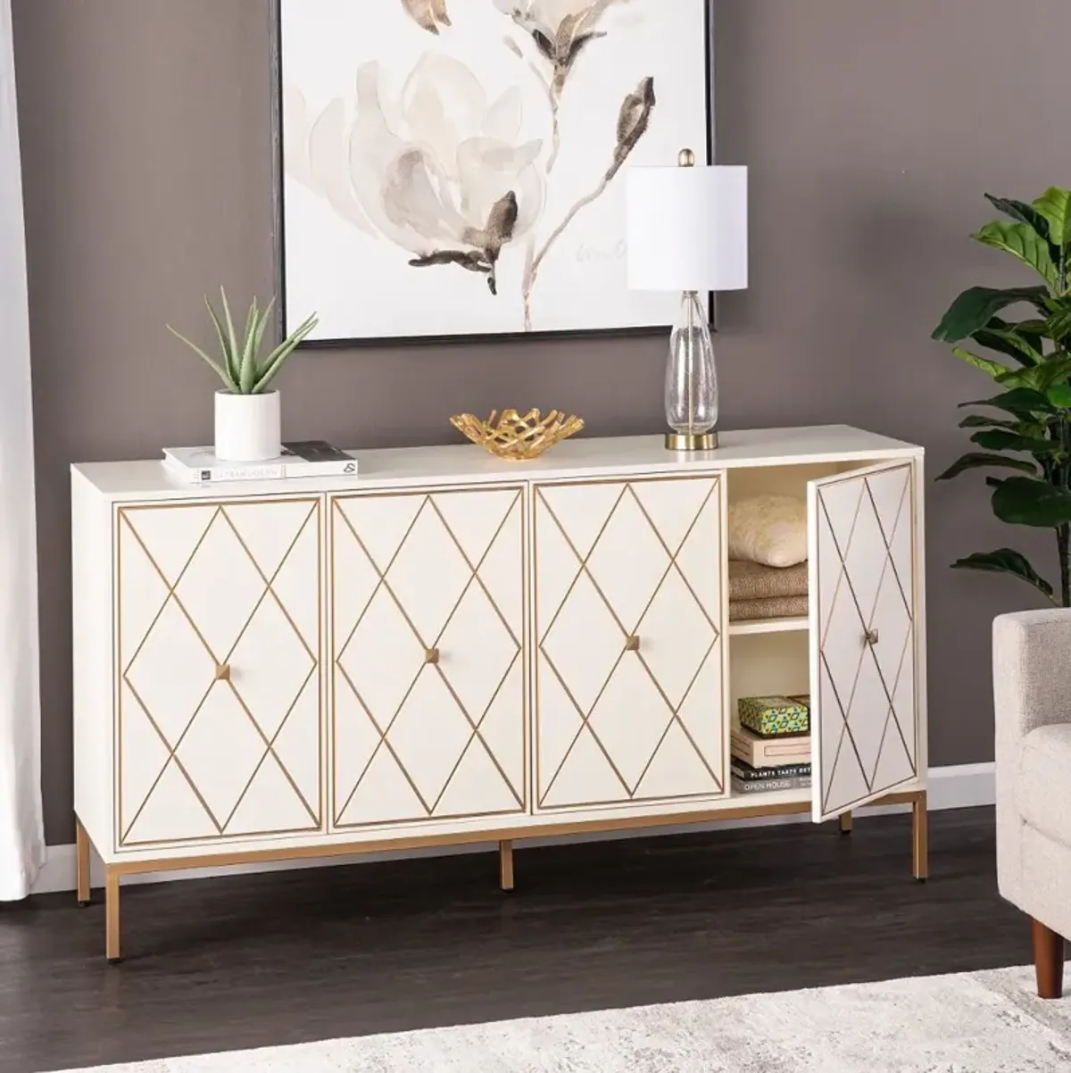 Marradi Cream & Gold Sideboard Cabinet