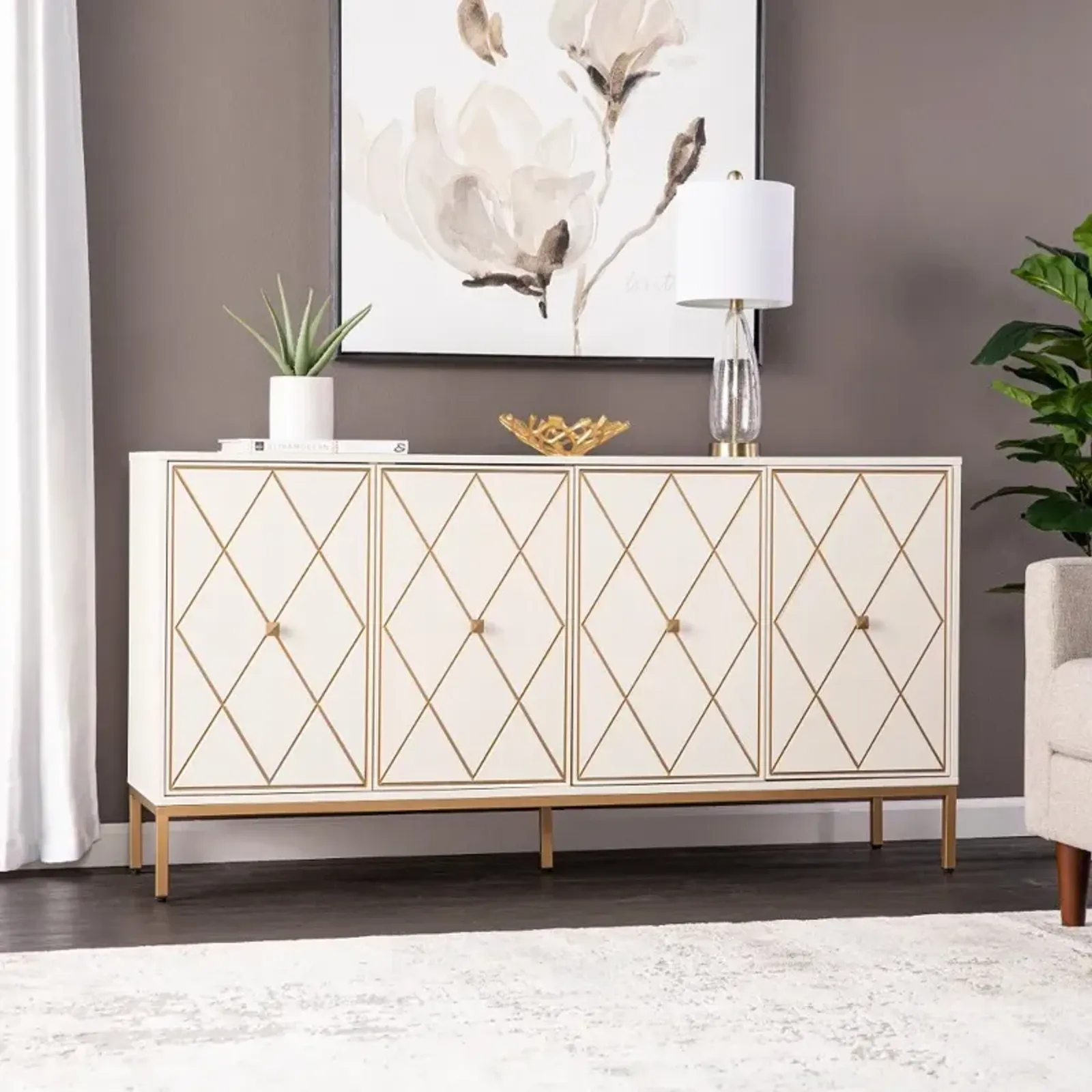 Marradi Cream & Gold Sideboard Cabinet