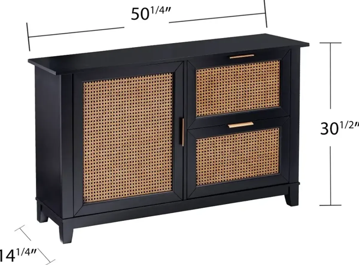 Holly & Martin Chekshire Black & Rattan Storage Cabinet