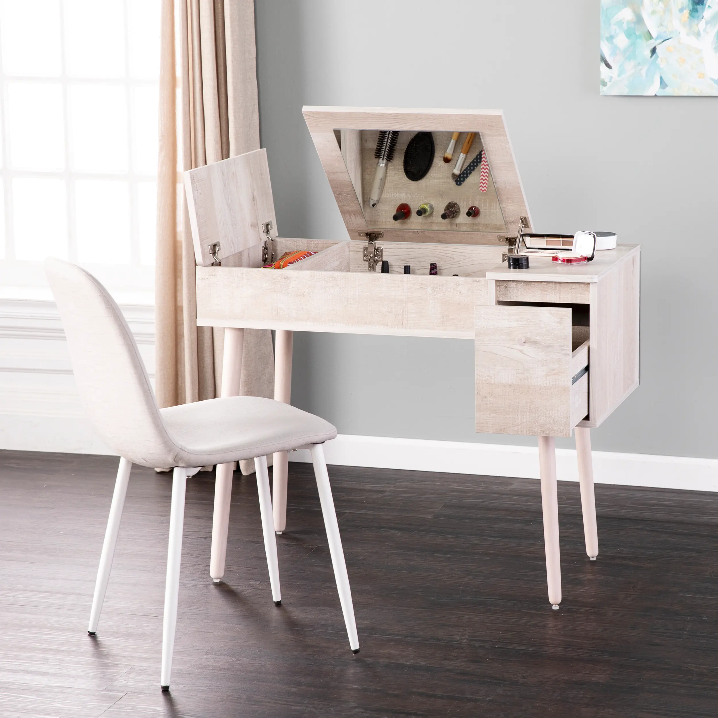 Holly & Martin Harzen Off-White Storage Vanity with Mirror