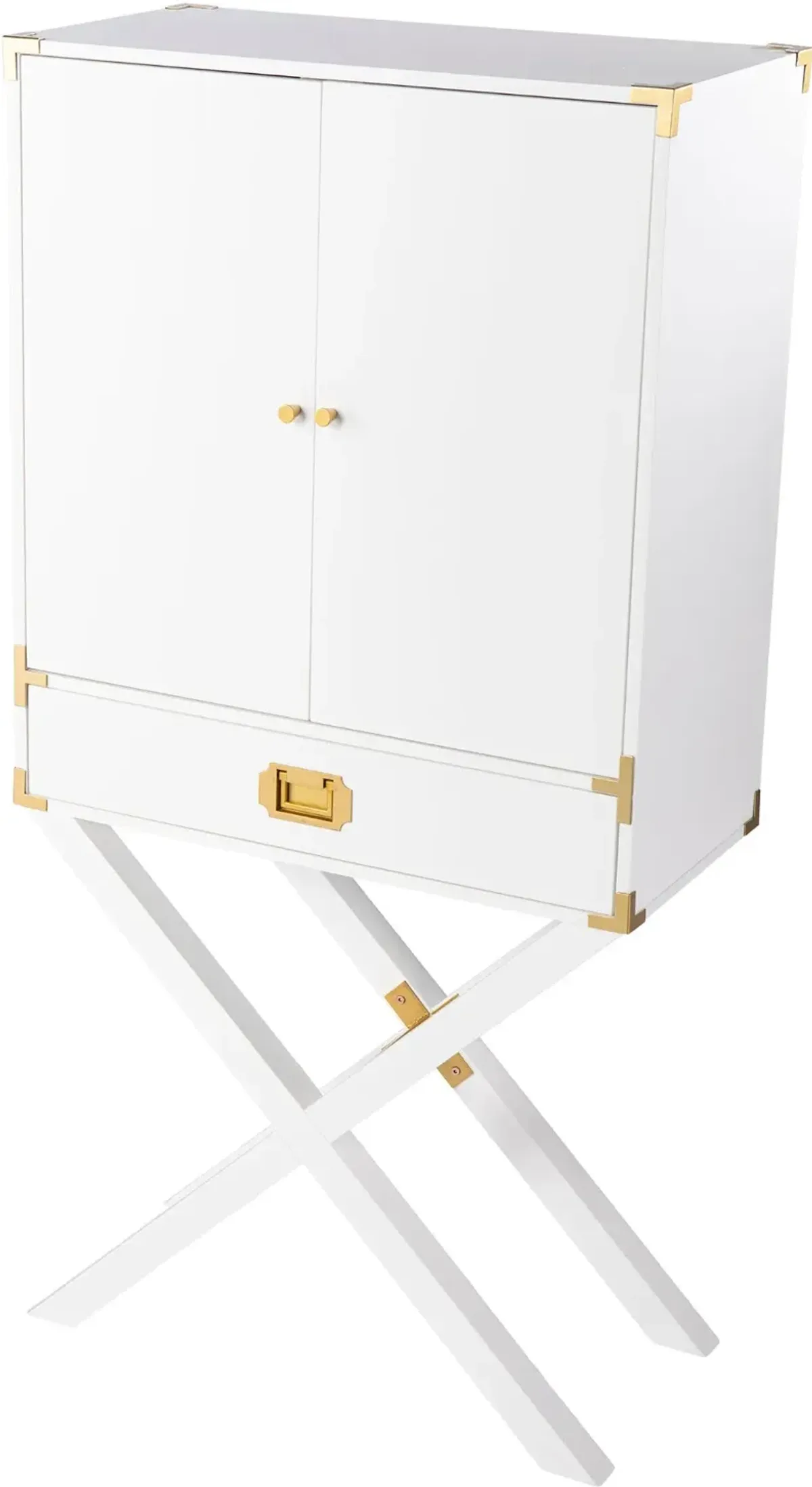 Campaign Tall White Bar Cabinet