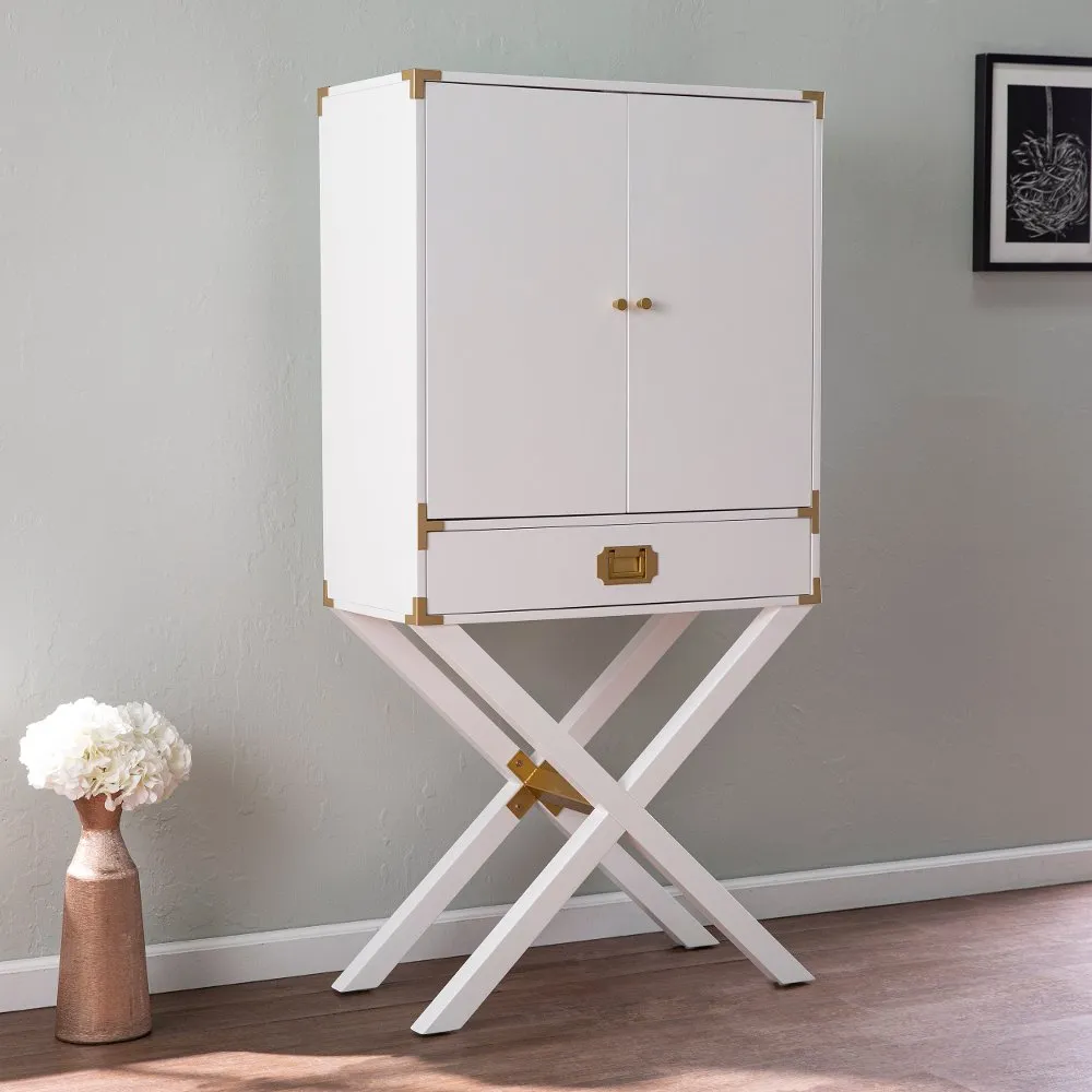 Campaign Tall White Bar Cabinet