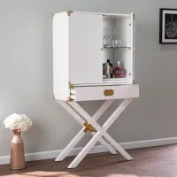 Campaign Tall White Bar Cabinet