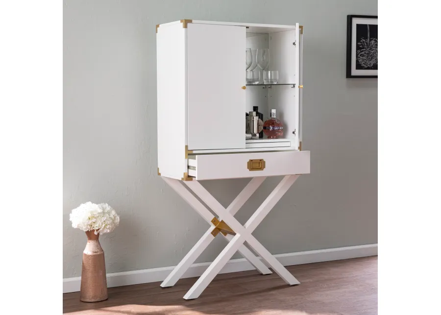 Campaign Tall White Bar Cabinet