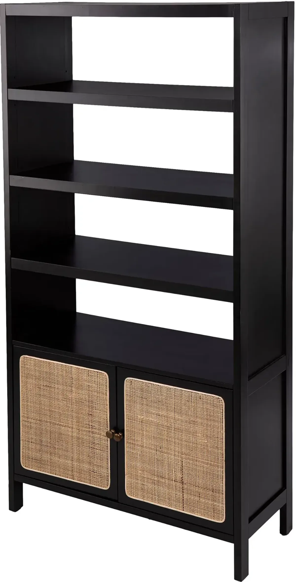 Carondale Black & Rattan Bookcase