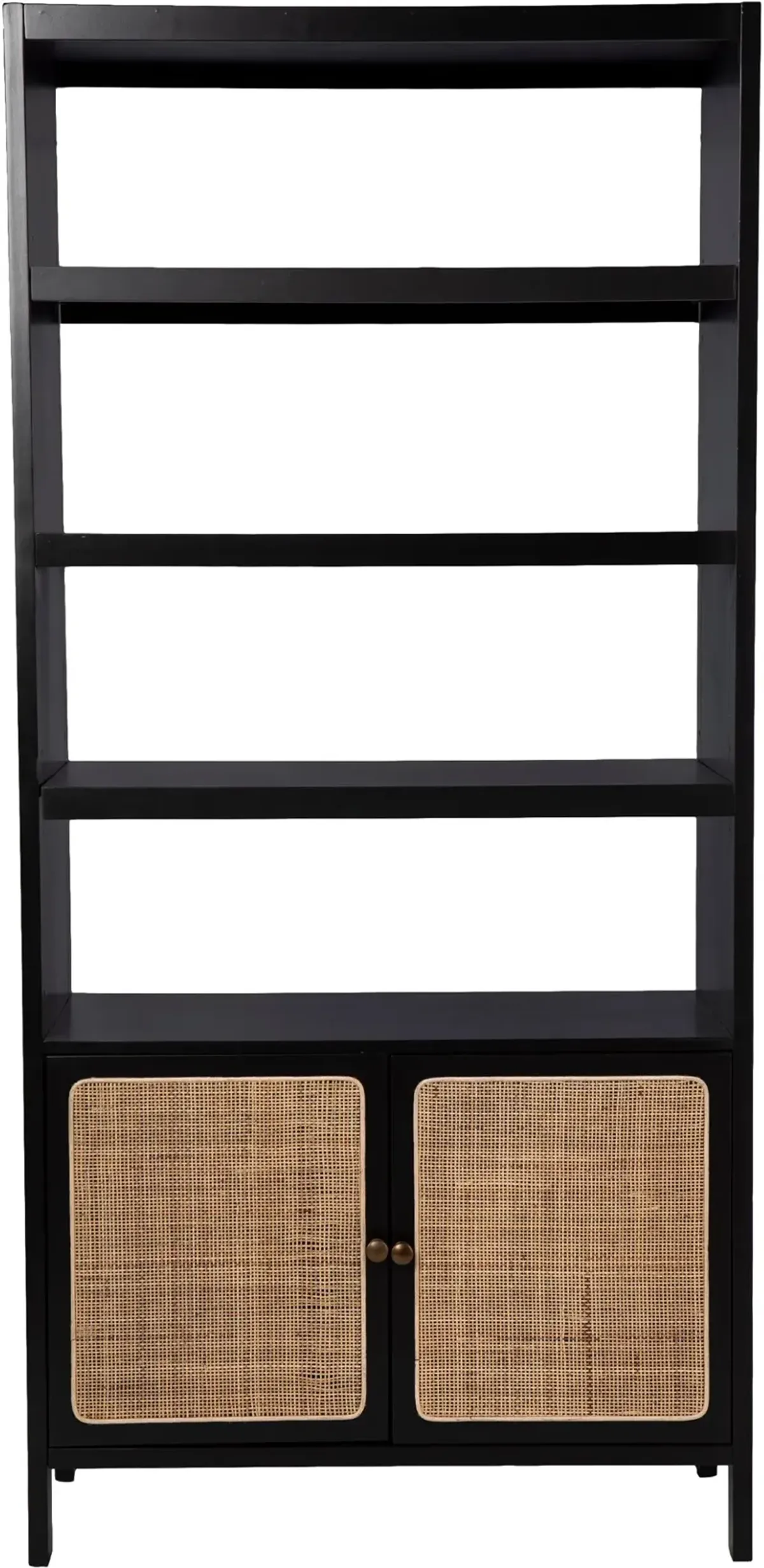 Carondale Black & Rattan Bookcase