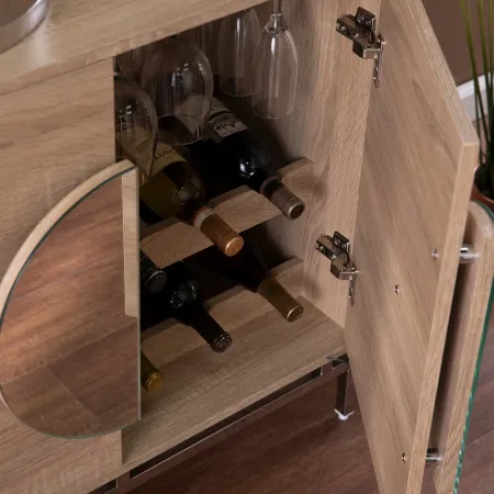 Northdom Light Brown Bar Cabinet with Wine Storage